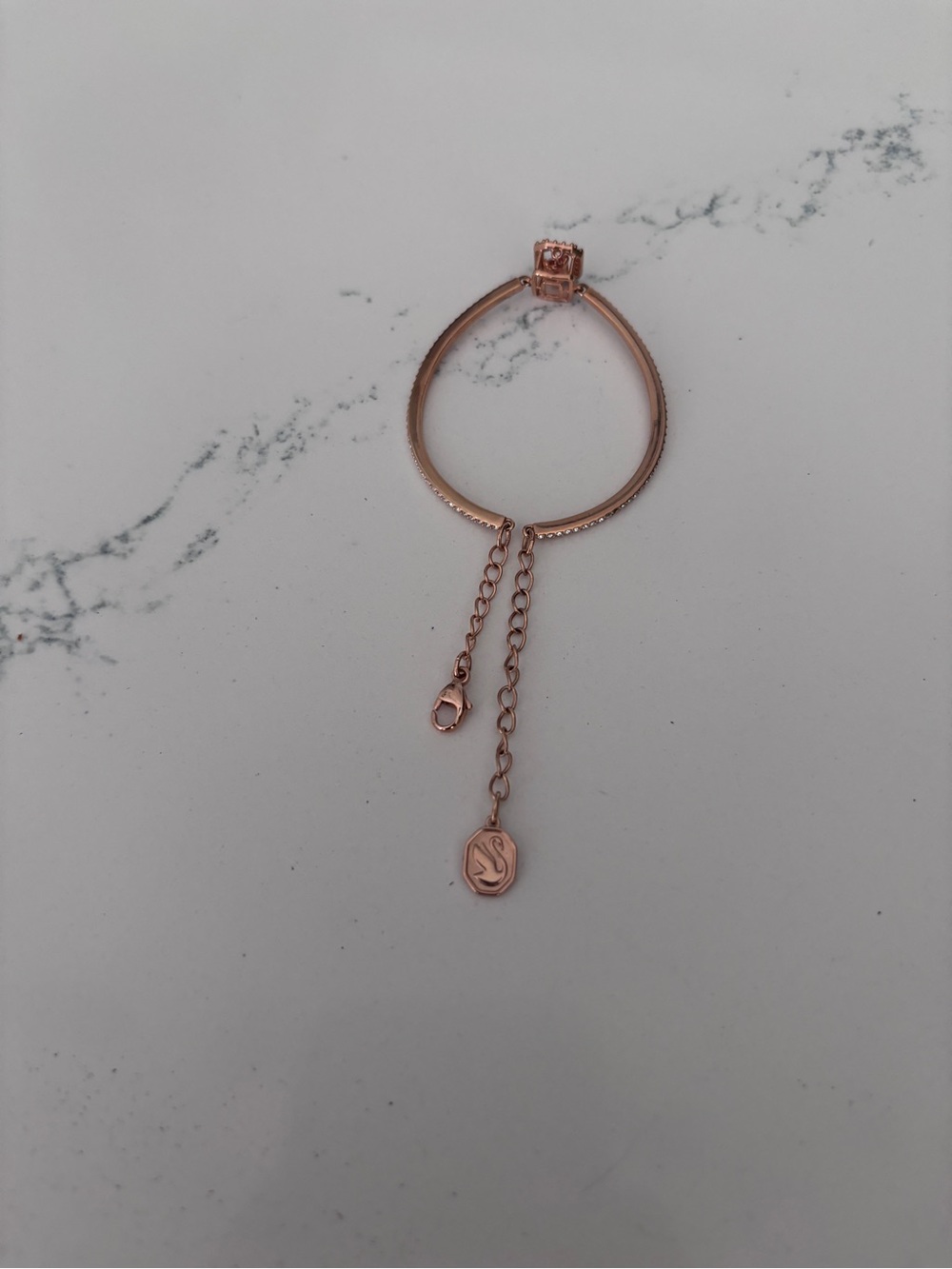 Swarovski Rose Gold Crystal Halo Bangle Bracelet - Picture 3 of 3